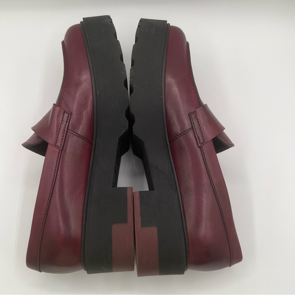 Tommy Hilfiger Unisex Burgundy Lab Leather Slip-On Lug Sole Casual Loafers SZ 10 - Picture 9 of 16